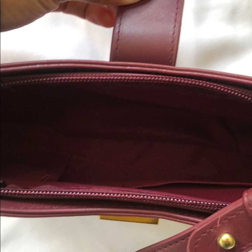 Small Vegan Leather Saddle Bag with Suede detail - Picture 12 of 12